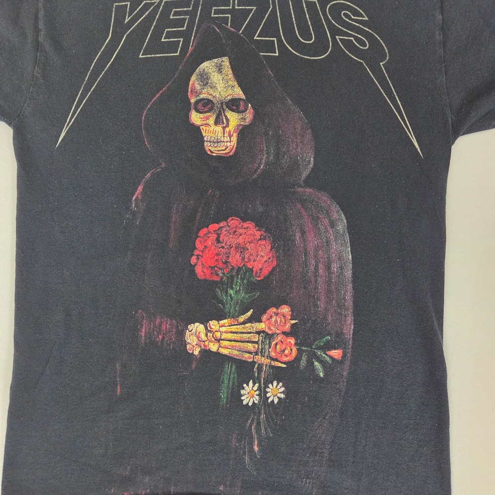 Yeezus Tour T-Shirt Grim Reaper Rose Size S Graphic Black Concert Merch Holes - Picture 3 of 11
